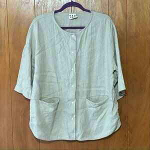 Beaton Linen Utility Shirt in Bone